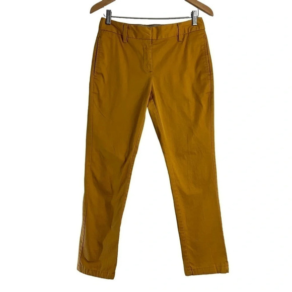 Lands End Womens Mustard Yellow Pants Size 4P Mid Rise Straight Leg Career Work - Picture 1 of 7